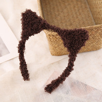 Serre-tête coréen en peluche fait main avec oreilles de chat, pour femme, automne-hiver, pour le lavage du visage et le maquillage, motif chaton mignon