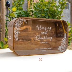Wooden <b>Wedding</b> <b>Card</b> <b>Box</b> 20x12x7.5cm Personalized Gift <b>Box</b> For <b>Wedding</b> Reception - Product Image 2