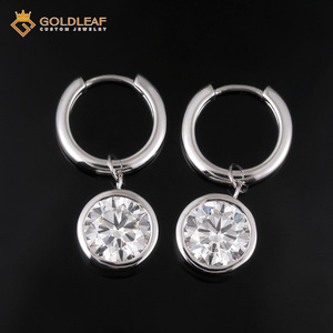 Goldleafgem Custom PT950 Platinum IGI Certified Round Lab Grown <b>Diamond</b> Hoop <b>Dangle</b> <b>Earrings</b> Women Daily Wear Fine Jewelry Gift - Product Image 5