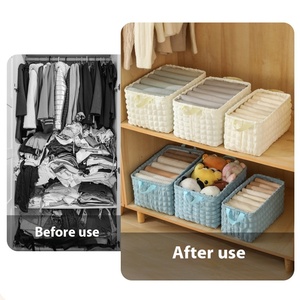 WeaveWin Foldable <strong>Wardrobe</strong> Organizer Aluminum Rectangular <strong>Storage</strong> <strong>Box</strong> with Velvet Fabric Home Use Pants Sorting Basket - Product Image 3