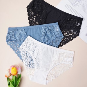 Slip da Donna in Pizzo Romantico Francese, <span class=keywords><strong>Sexy</strong></span>, Premium, Morbidi, Traspiranti, Comodi, Modellanti, a Vita Media, Senza Cuciture, a Triangolo - Product Image 2