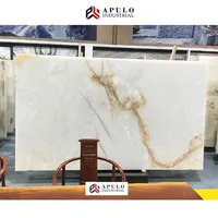 White Onyx Stone Slab, Gold Veins, Afghan Floor Mable, Wall