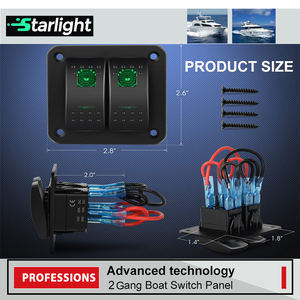 Panneau d'interrupteurs à bascule universel bleu 2 gangs 12-24V DC aluminium 5Pin pré-câblé étanche pour voitures bateaux vtt UTVs - Product Image 2