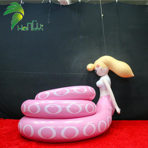 OC พีวีซีเป่าลมรูปงูสีชมพูแบบเป่าลมรูปสัตว์การ์ตูนหางเป็นลอนของงู - Product Image 5