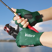 Gants de pêche en soie glacée Vilico unisexes professionnels pour l'extérieur, verts, protection solaire estivale, haute élasticité, antidérapants, demi-doigts