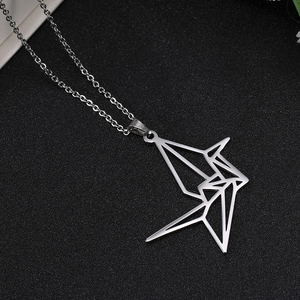 Myshape Origami Licorne Renard Grue Pendentif Collier Femmes Filles Acier Inoxydable Animal Choker Neck Chain Colliers Bijoux Cadeau - Product Image 4