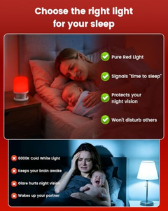Nouvelle lampe de nuit LED rouge 625~630nm, rechargeable par USB, commande par pression, 3 niveaux de luminosité, lampes de nuit pour chambre à coucher - Product Image 5