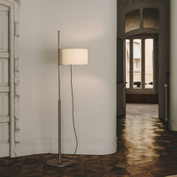 Lampadaire en tissu pour salon, design nordique moderne et minimaliste, pour chambre à coucher, canapé, style rétro, nickel sablé, LED E27, en fer, ambiance lumineuse