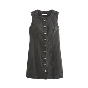 เดรสยีนส์มินิสั่งทำขายส่งสำหรับผู้หญิง แขนกุด ทรงเข้ารูป สไตล์วินเทจ - Product Image 6