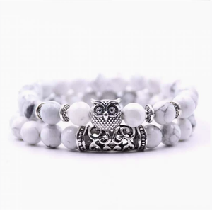 Pulsera de Piedras Naturales con Cuentas de Búho, Roca Volcánica y Pino Rojo, Versátil para Parejas, Venta Directa de Fábrica - Product Image 2
