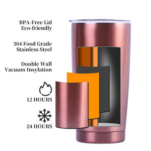 Taza de café de acero inoxidable de 20oz personalizada, vaso de doble pared, botella de agua al vacío, vaso Delgado aislado con tapa transparente - Product Image 2