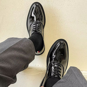 Zapatos de Hombre de Cuero Genuino, Estilo Británico, Modernos, Formales de Negocios, con Cordones, Punta en Pico, Derby, para Boda, Otoño, Diseño Sólido, Cómodos - Product Image 6