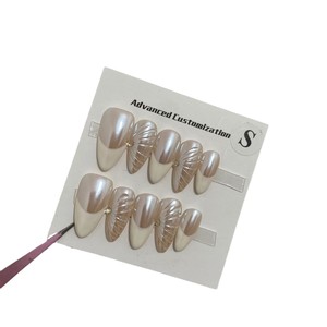 <span class=keywords><strong>Uñas</strong></span> Postizas Clásicas Francesas Color Blanco Perla, Largo Medio, Estilo Ins, Otoño Invierno, Piel Clara, <span class=keywords><strong>Novia</strong></span> - Product Image 5