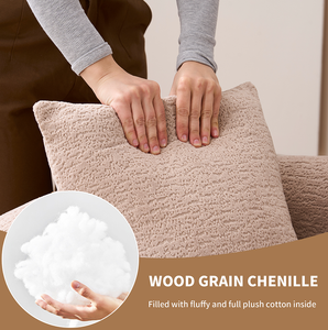 Warm Beige Convertible Corner Curved Loveseat Set Compressed No Assembly Chenille <b>Small</b> <b>Sofa</b> with Memory Foam - Product Image 3