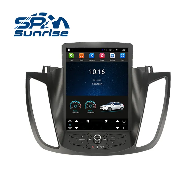 Pemutar Multimedia mobil, pemutar Multimedia mobil layar vertikal navigasi Gps pemutar Dvd mobil Android untuk Ford Escape Kuga 2012-2019 Sunrise dasbor