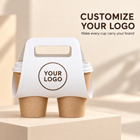 Porte-gobelets jetables personnalisés biodégradables et écologiques en carton kraft blanc pour café, thé au lait et boissons à emporter