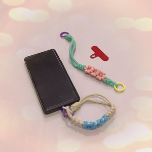 Sangle de téléphone tressée faite à la main avec porte-clés, cordon coloré pour téléphone portable, accessoire pour sac et téléphone - Product Image 3