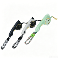 Laisse Rétractable pour Chien avec Lumière LED, en Nylon, Dégagement Rapide, Anti-Nœuds 3M, Poignée Sécurité Nocturne pour Petites Races, Promenade et Dressage
