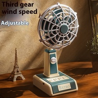 Ventilateur de table portable classique rétro, rechargeable par mini USB, avec moteur sans balais, commande tactile, trois vitesses, idéal pour le bureau, les étudiants et les dortoirs