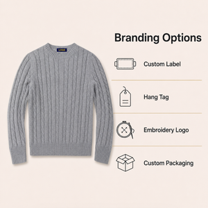 Pull en Coton 100% avec Logo Brodé Personnalisé, Tricot Câblé, pour Hommes, Vêtements Décontractés d'Hiver, Fabricant de Vêtements en Gros, MOQ - Product Image 4