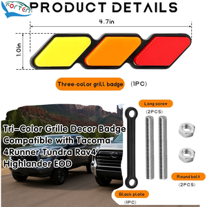 สติกเกอร์ติดกระจังหน้ารถยนต์3สีคุณภาพสูงตราสัญลักษณ์อะคริลิคสำหรับโตโยต้าทาโคมา4รันเนอร์ทุนดรา RAV4ไฮแลนเดอร์ EOD รูปลอกรถ - Product Image 2