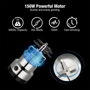 Nouveau Mixeur Électrique de Cuisine en Acier Inoxydable pour Café en Poudre, Broyeur Multifonctionnel pour Aliments et Céréales, 4 Lames, 300ml, MINI Hachoir - Product Image 4
