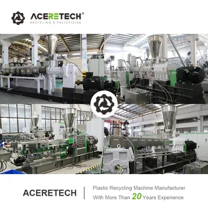 ATE Double Screw Extruder PE Flakes Recycling Granulator Machine