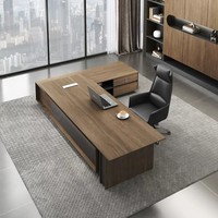 Scrivania Moderna Semplice in Rovere per Ufficio Commerciale con Tavolino Laterale Modello 8601 per Supervisore, Manager, Capo