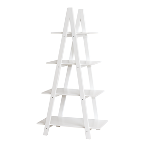Estante Trapezoidal Decorativo para el Hogar, Estantería <span class=keywords><strong>de</strong></span> Madera Resistente para Libros, Estantería <span class=keywords><strong>de</strong></span> Pared Blanca <span class=keywords><strong>de</strong></span> 4 Niveles - Product Image 1