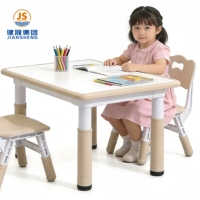 Table et 2 chaises modernes en plastique PP pour enfants, hauteur réglable, faciles à nettoyer, pour les 3-8 ans, approuvées pour les salles de classe, les gymnases et les appartements