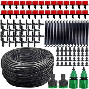 Kit d'irrigation goutte à goutte avec tuyau de 1/4 pouce, raccord en T, support à pointe et adaptateur rapide pour système d'arrosage des plantes en pot de jardin - Product Image 5