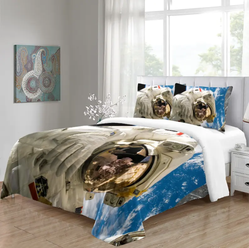3 buah Set tempat tidur 3D cetakan Digital selimut khusus Set penutup selimut rumah raja selimut sarung bantal