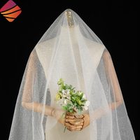 Tissu en tulle scintillant extra large 3M, blanc ivoire, avec paillettes et poudre, maille douce et chatoyante pour voiles de mariée et jupes de mariage