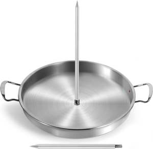 Grill à brochettes Al Pastor en acier inoxydable chromé, plaque verticale pour gyros, four rotatif, support pour brochettes, brosses, 3 pointes amovibles - Product Image 4