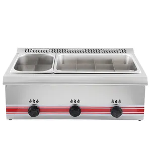 Kitchen appliance gas burner combined boiler deep fryer commerical potato chips frying machine