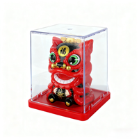 Vente en gros d'ornement de danse lion à secousse automatique à énergie solaire en plastique Figurine animale de dessin animé Décoration de voiture