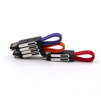 Câble porte-clés en tissu 4-en-1 CE RoHS REACH, articles promotionnels d'entreprise, design portable, mini chargeur magnétique
