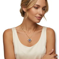 Collar con Colgante de Zirconia en Forma de Corazón Oceánico, de Moda y en Oferta, con Alas Coloridas, Cadena de Eslabones Chapada en Oro, de Acero Inoxidable para Mujer, Marca LUOYUNE