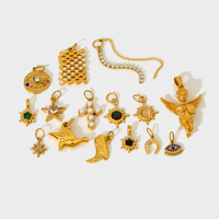 Paix Colombe Charme En Acier Inoxydable Bijoux Accessoires Ange Pigeon Étoile Fer À Cheval Perle Croix DYO Pendentif