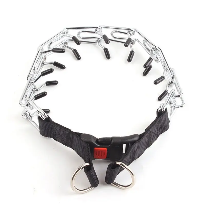 Hot Sale Metal Adjustable Dog Training Collar Pinch Pet Choke Collar with Comfort Rubber Tips Training Prong Collar for Dogs