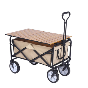 Chariot de camping pliable à quatre roues, imperméable, chariot portable d'extérieur, chariot de jardin, chariot de plage, chariot de randonnée, chariot de courses, chariot de rangement, aspect bambou - Product Image 4