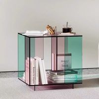 Table basse en acrylique transparente, design coloré, table d'appoint pour salon, chambre à coucher