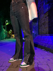 DiZNEW americano Vintage estilo cintura alta de vaqueros de pierna ancha acampanada Jeans Denim - Product Image 2