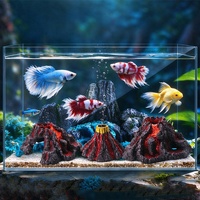 Décoration d'aquarium en résine, pierre à bulles d'air, rocher de montagne, forme volcan, ornement pour aquarium