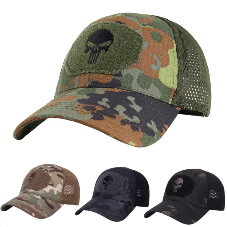 Punisher regolabile ricamo pesca campeggio Camouflage Baseball Sport Cap Camo Tactical Cap