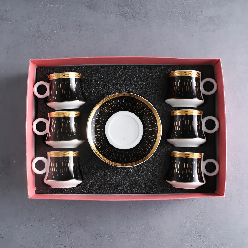 China Factory High Quality Espresso Cups Saucers Cup Set Coffee Silver Plating Porcelain Cups And Saucers With Gift Box