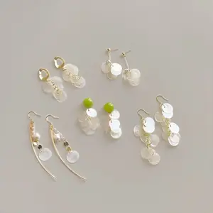 Latest Korean Real Shell Tassel Earrings Super Fairy Fashion Luxury Beads Earrings Natural Stone Drop Earring Wholesale