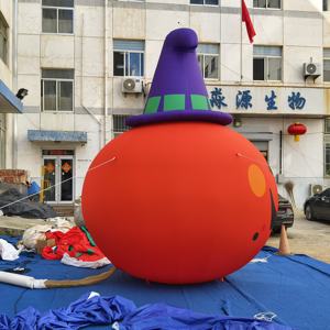 <span class=keywords><strong>Citrouille</strong></span> géante gonflable rouge avec chapeau de sorcière violet, modèle personnalisé pour Halloween, usine de décoration gonflable pour les fêtes - Product Image 3