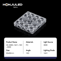 Lentille optique LED en matériau PC HONJU, IP65, angle de faisceau 15°, haute transmission pour éclairage extérieur et lampadaires, OEM ODM