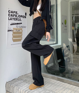 <span class=keywords><strong>H</strong></span>-652 Pantalones <span class=keywords><strong>Cargo</strong></span> de <span class=keywords><strong>Mujer</strong></span> para Primavera/Verano, Color Sólido, Casuales, de Cintura Alta, Pierna Ancha, Elegantes, Rectos, Tipo Traje - Product Image 5